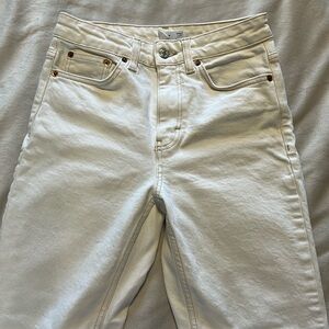White topshop raw hem straight jeans